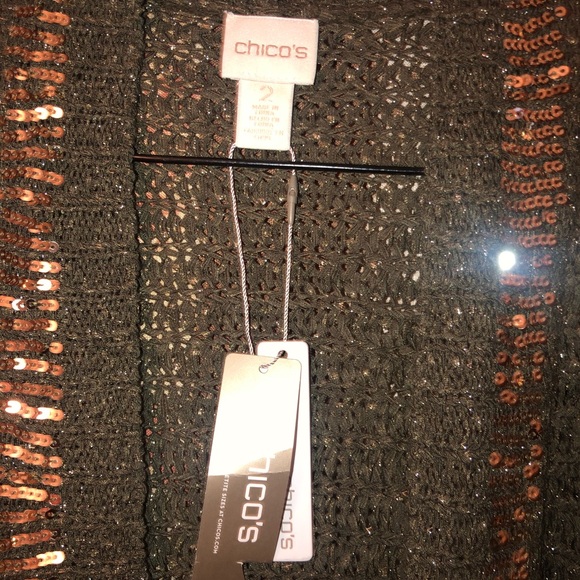 Chico’s sz 2 Green Cardigan Sweater Coat - Picture 2 of 6